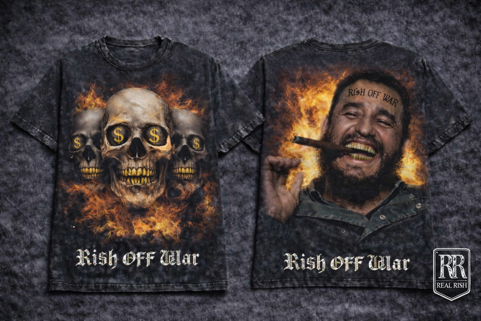 RI$H OFF WAR ACID WASH BOX TEE