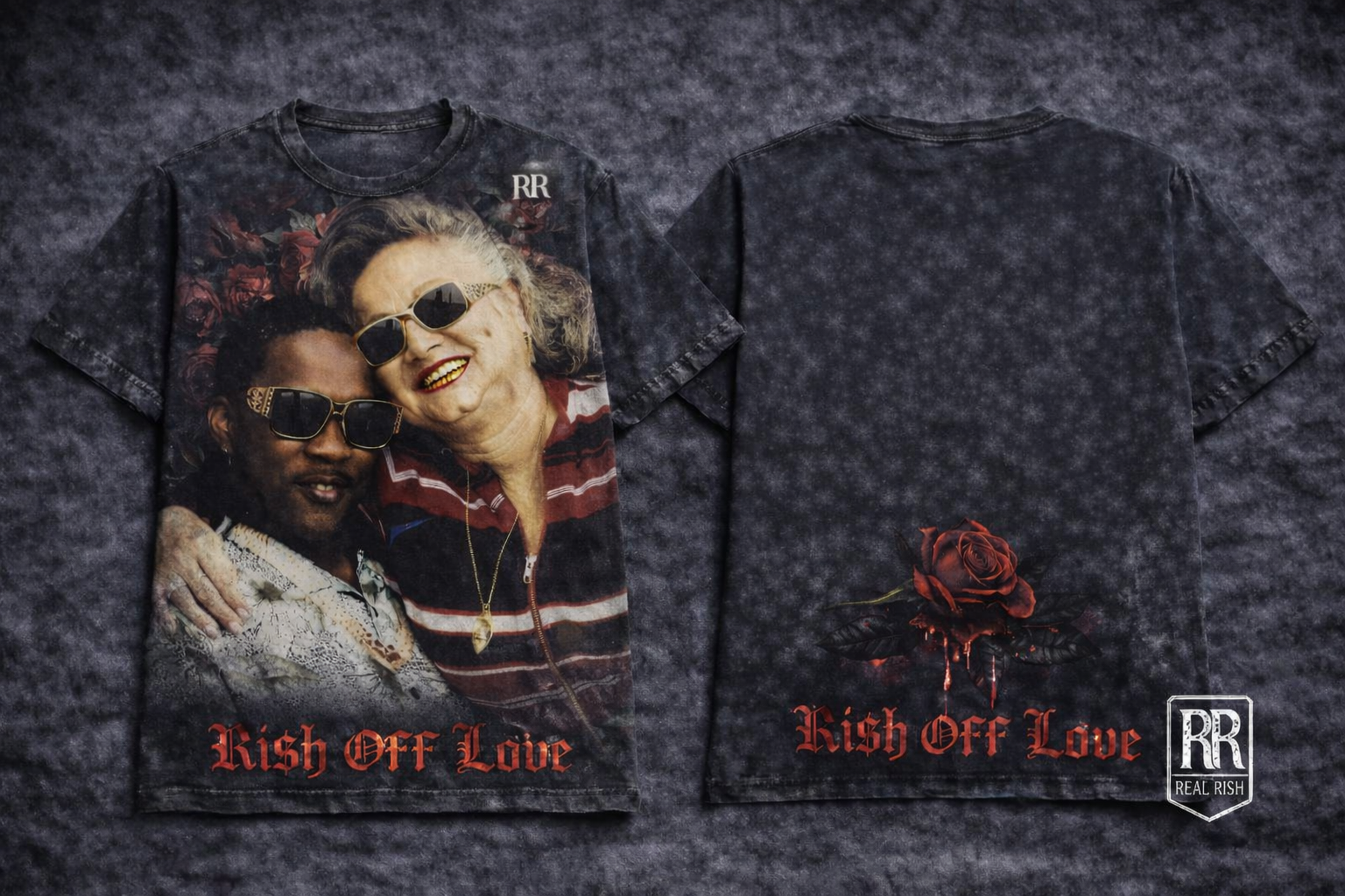 RI$H OFF LOVE ACID WASH BOX TEE